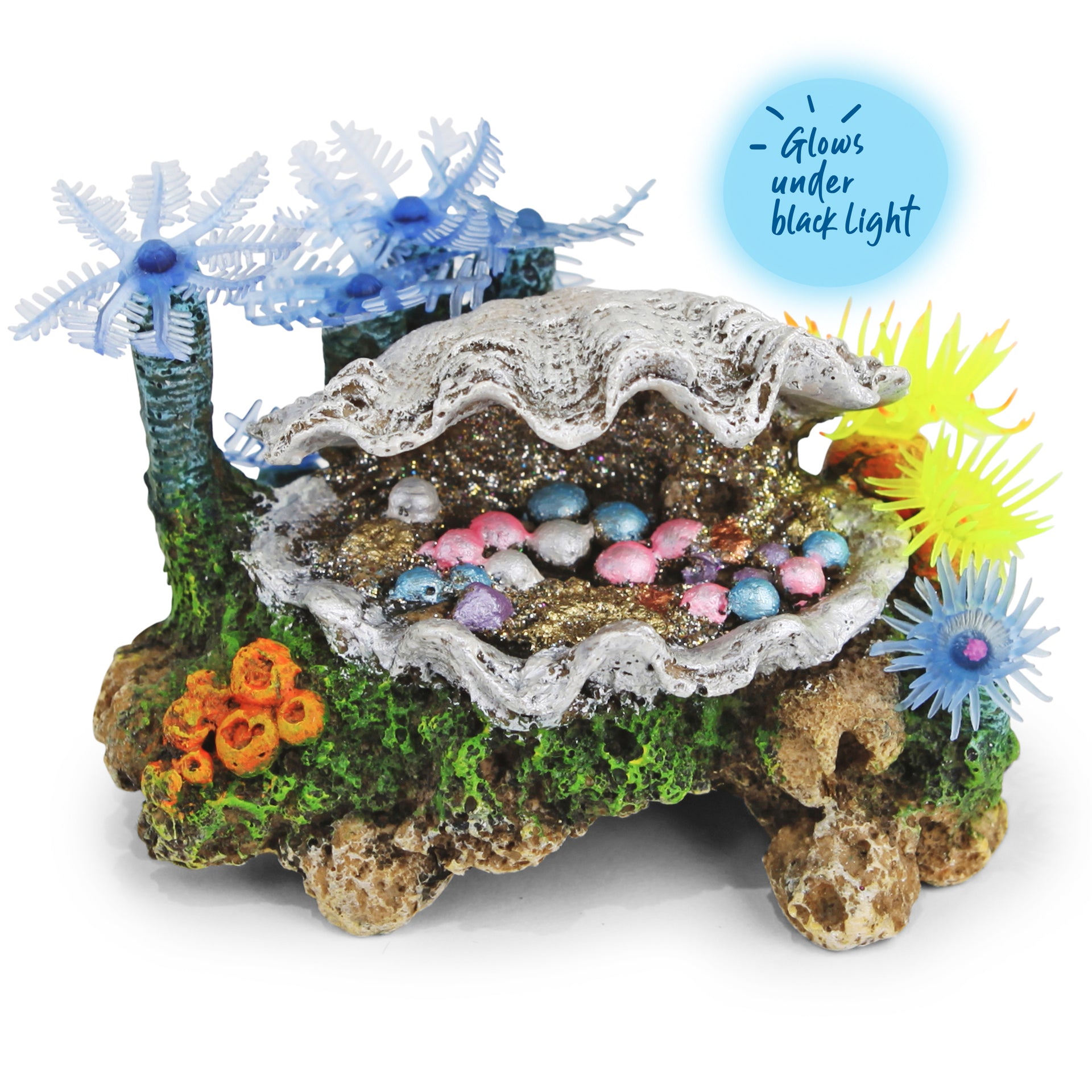 White Clam W/Soft Coral & Plants -Small